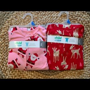 Two 24 Month Girl Fleece Christmas Pajamas Lot